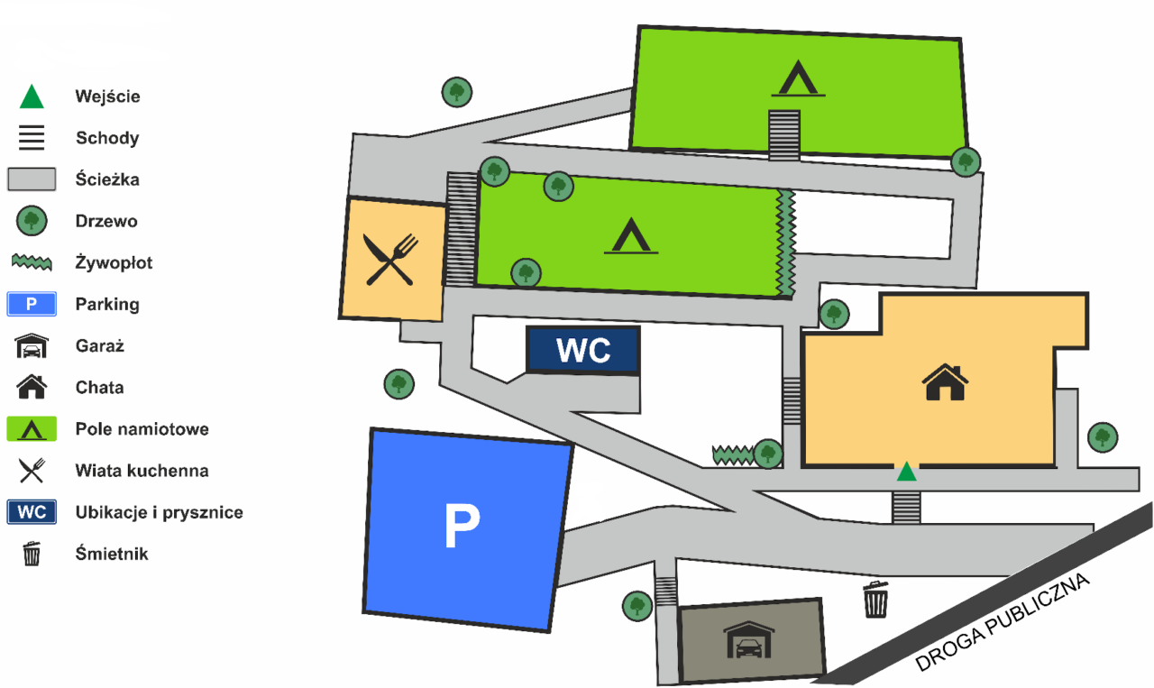 Plan terenu Harcerskiej Bazy Turystycznej "Sokołówka"